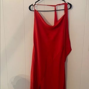 Red Slip Dress with Slit